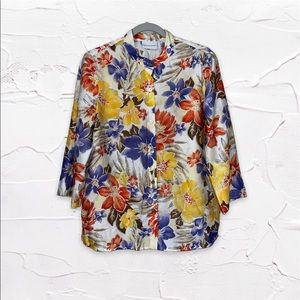 Vintage Alfred Dunner | Floral Button Down Mandarin Overshirt